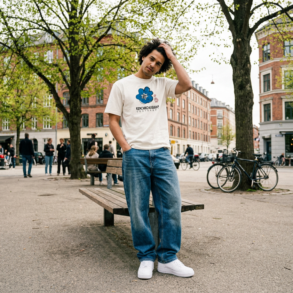 THE POWER POP TEE 180 // off white & blue pink black
